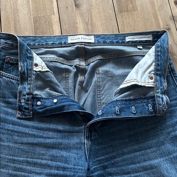 Denim Forum Blue Farrah High Rise Wide Leg Jeans - Picture 4 of 5